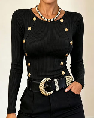 Top Knoop Slimfit Lange Mouw
