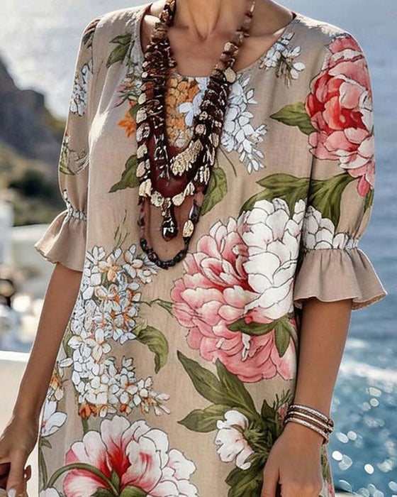 Jurk Vintage Grote Bloemenprint