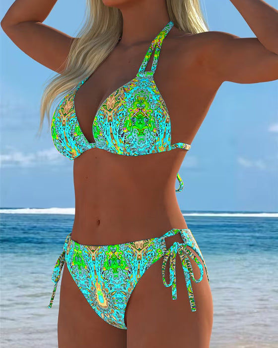 Bikini Gekleurd Halter Print