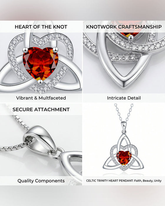 Geboortesteen Keltische Drie-eenheid Knoop Hart Ketting ✨ Hartvormige Keltische Drie-eenheid Knoop Geboortesteen Hanger