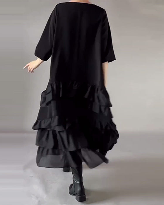 Jurk Met Ronde Hals En Dubbele Laag