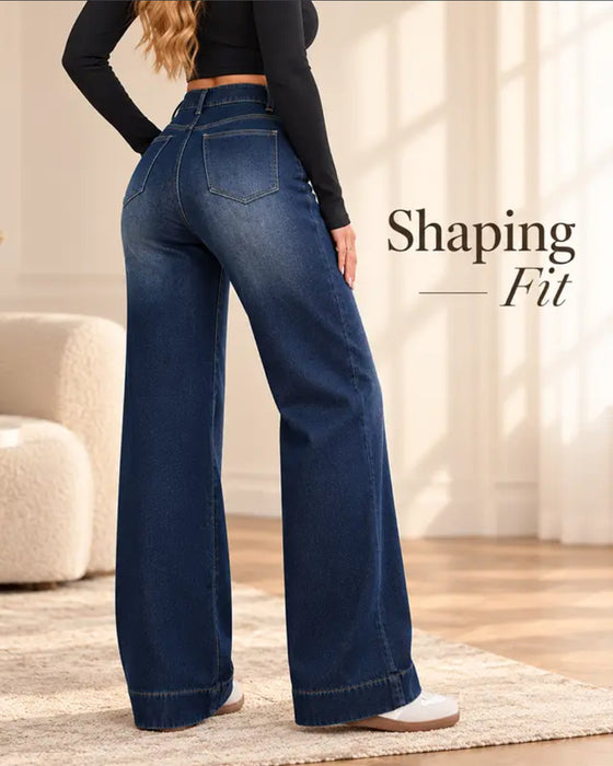 Wide-leg jeans met fleece voering
