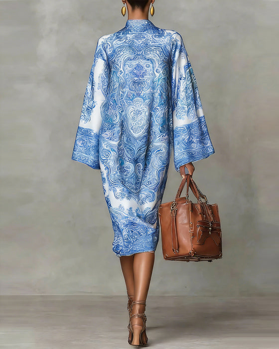 Hooggesloten Jurk Met Vintage Print