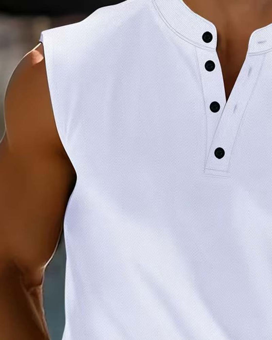 Tanktop Heren Henley Effen Sport