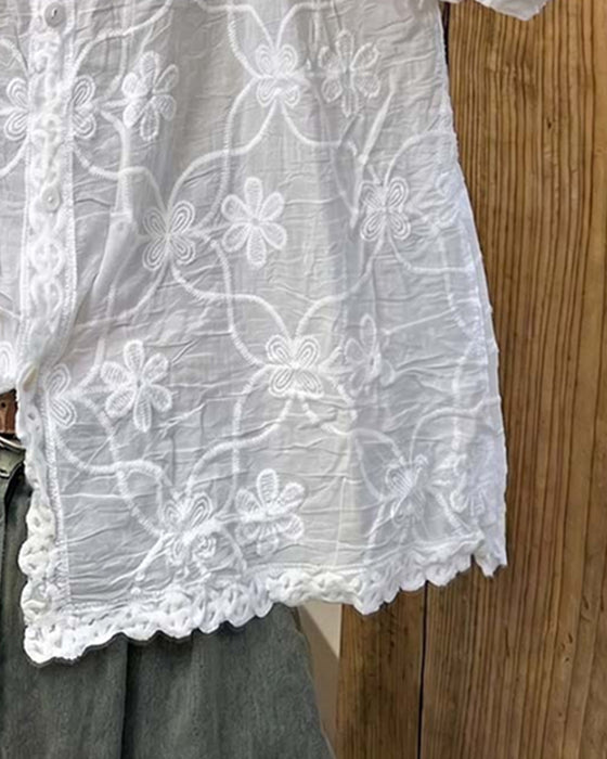 Blouse Franse Kant Driekwart Mouw