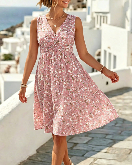 Jurk Casual Bloemen Mouwloos