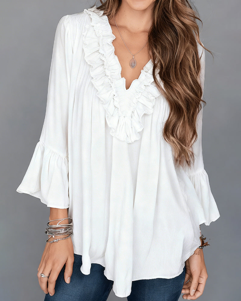 Blouse Elegante V-Hals Ruffle