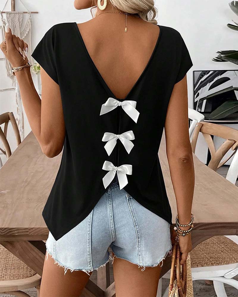 T-Shirt V-Hals Rug Strik