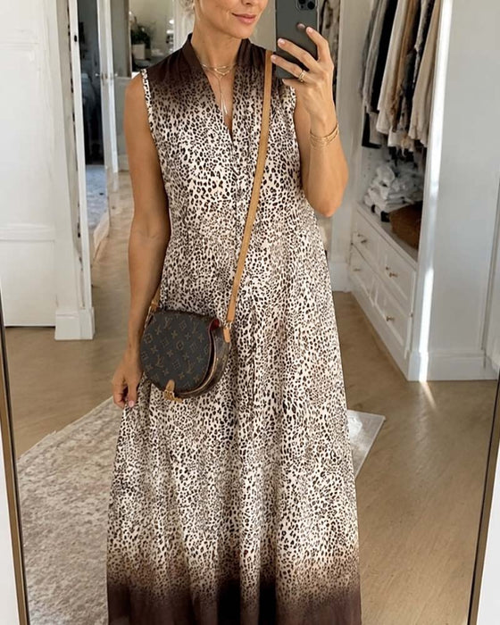 Jurk Mouwloos Gradient Luipaard