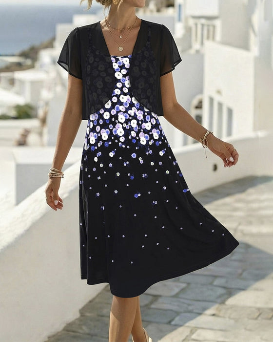 Set Gradient Bloemenjurk + Mesh Sjaal