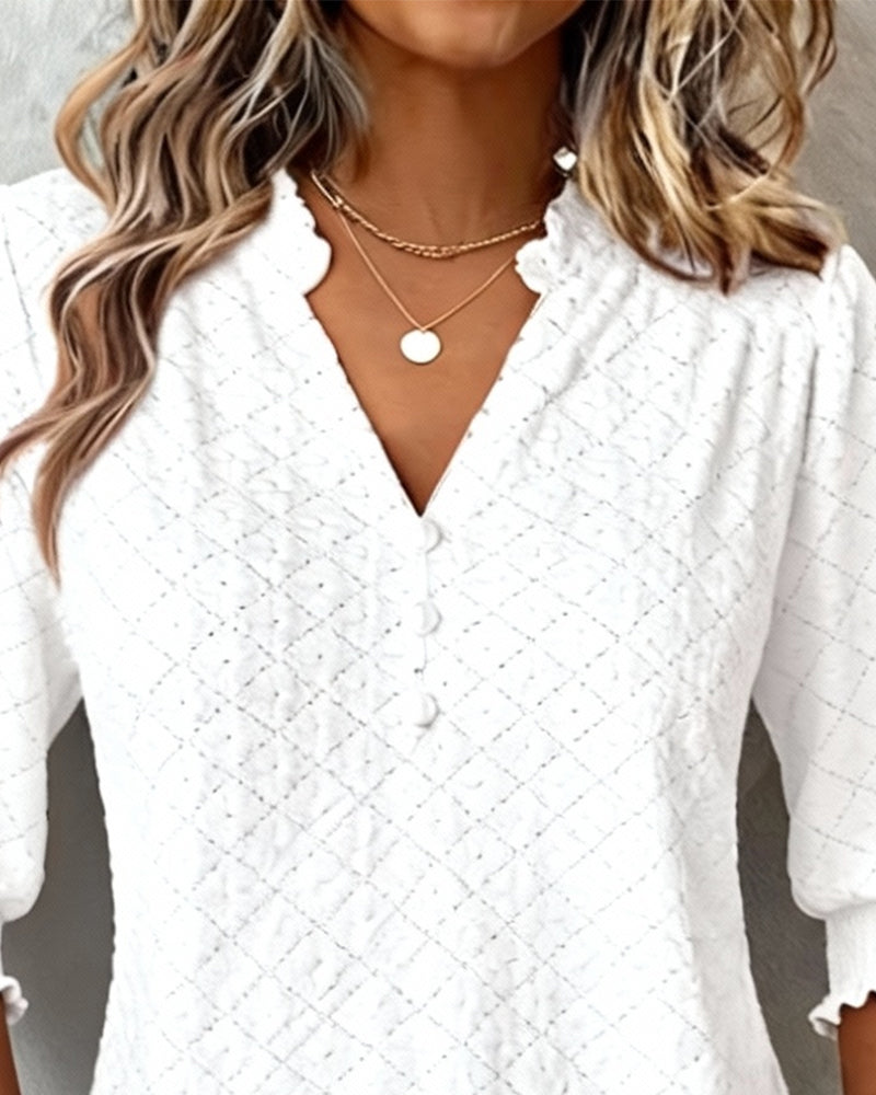 Top V-Hals Argyle Korte Mouwen