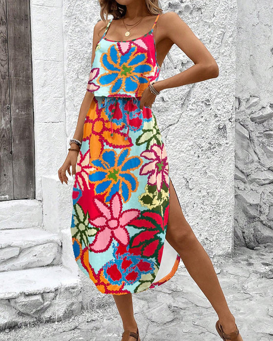 Jurk Onregelmatig Patroon Split Camisole