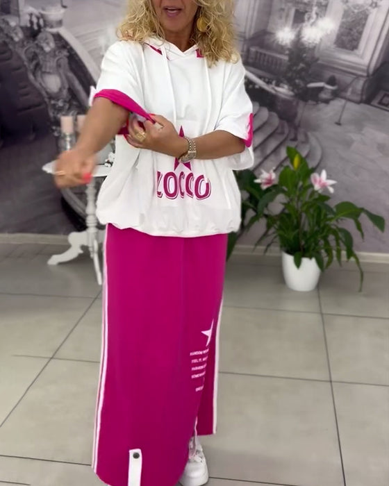 Set Met Capuchon Trekkoord Bedrukte Rok