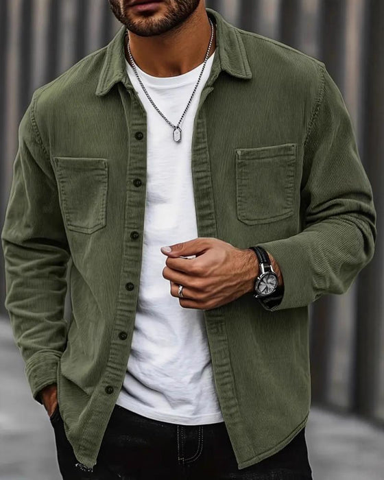 👔 Heren Casual Corduroy Overhemdjas – Klassieke Textuur Ontmoet Dagelijks Comfort