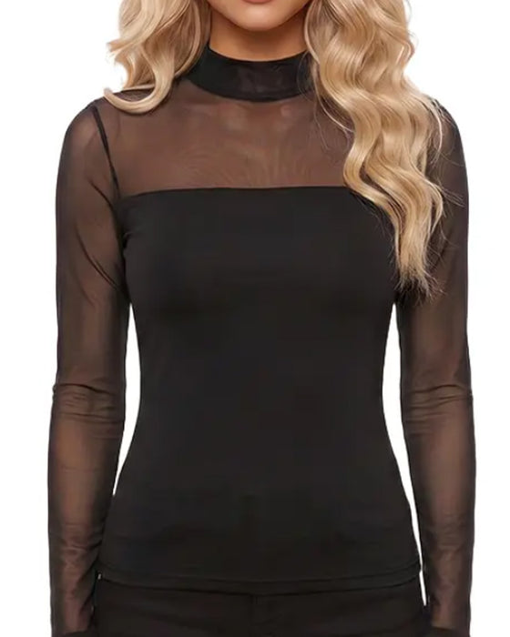 Top Mesh Aansluitend Lange Mouw