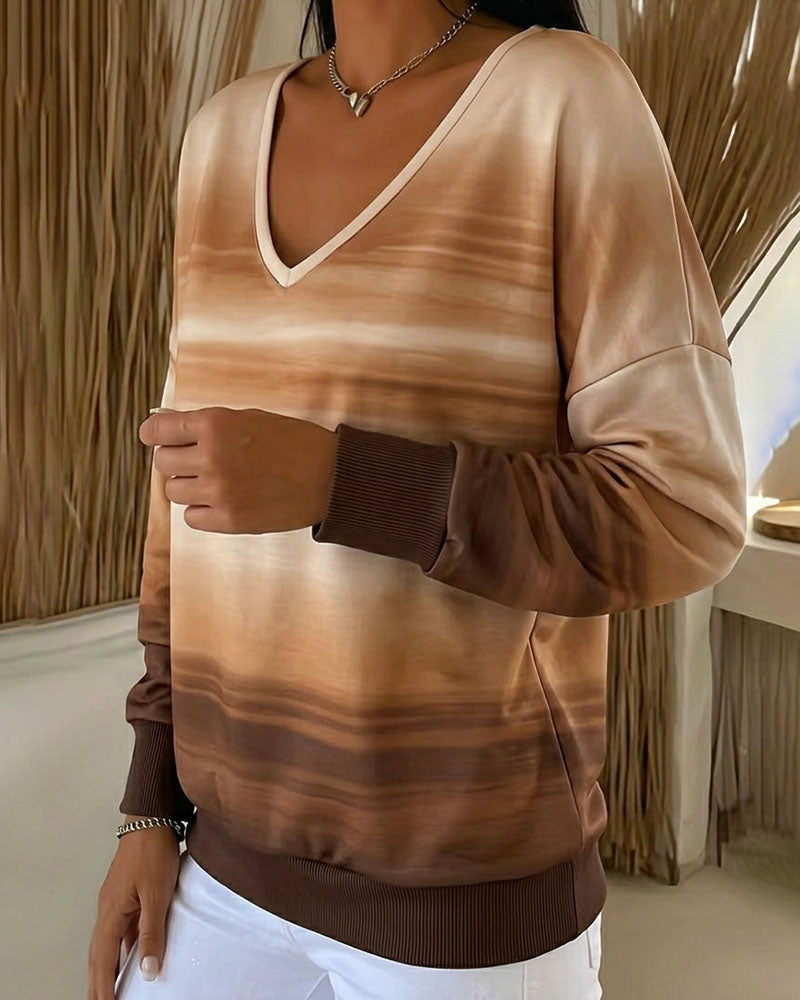 Sweatshirts V-Hals Lange Mouw Ombre