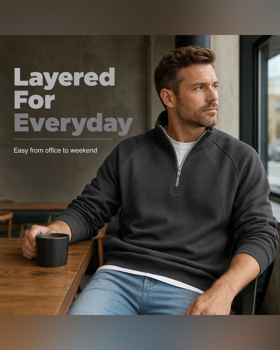 Sweatshirt Half Zip Staande Kraag