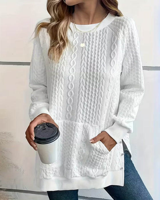 Sweatshirt Met Zak En Gesplitste-Rand Kenmerken
