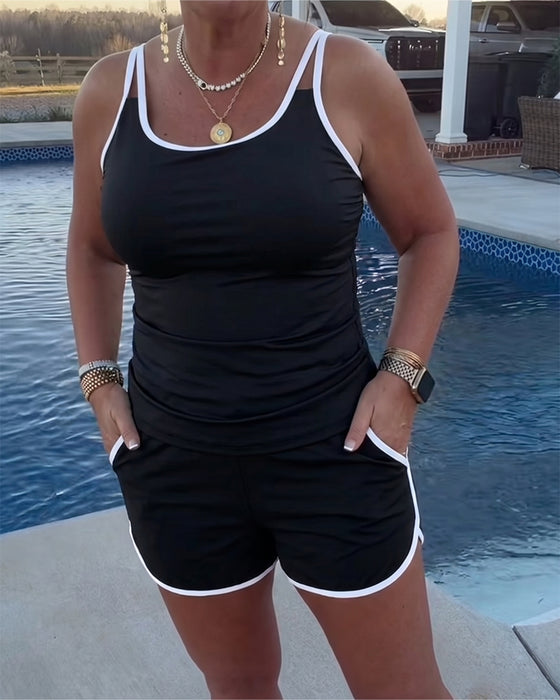 Tankini Met Contrast Kleur Bies En Afwerking