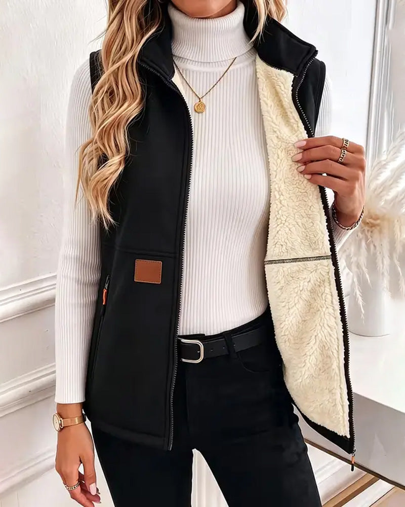 Cardigan Gevoerd Polar Fleece Open Voorzijde