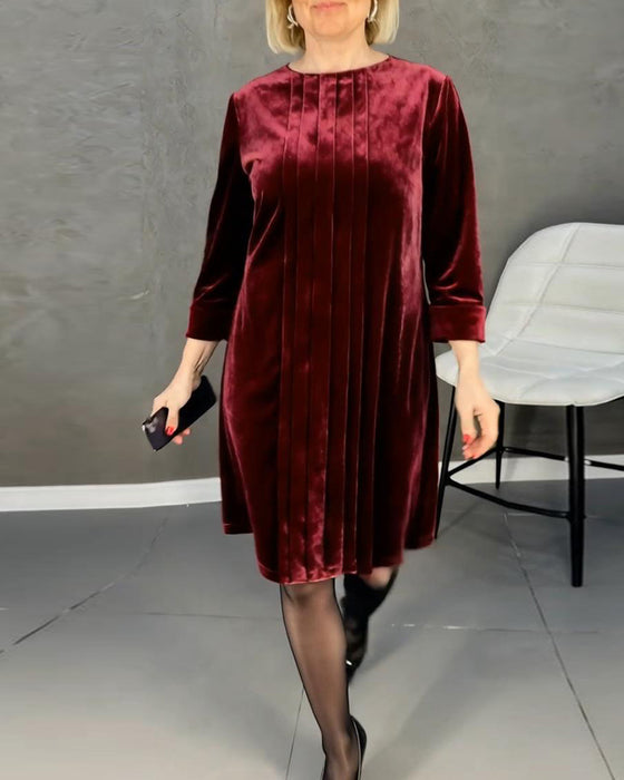 Jurk Ronde Hals Geplisseerd