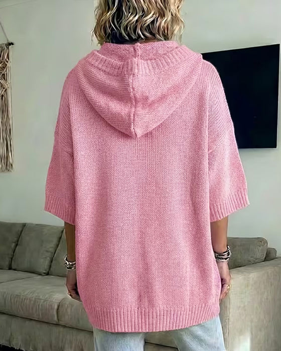 Pullover Strik Capuchon Casual