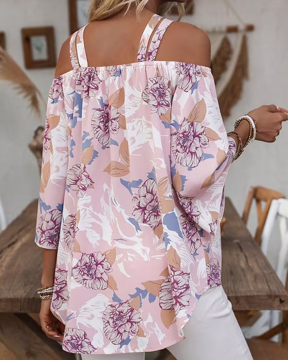 Blouse Bloemen Kruis Off-Shoulder