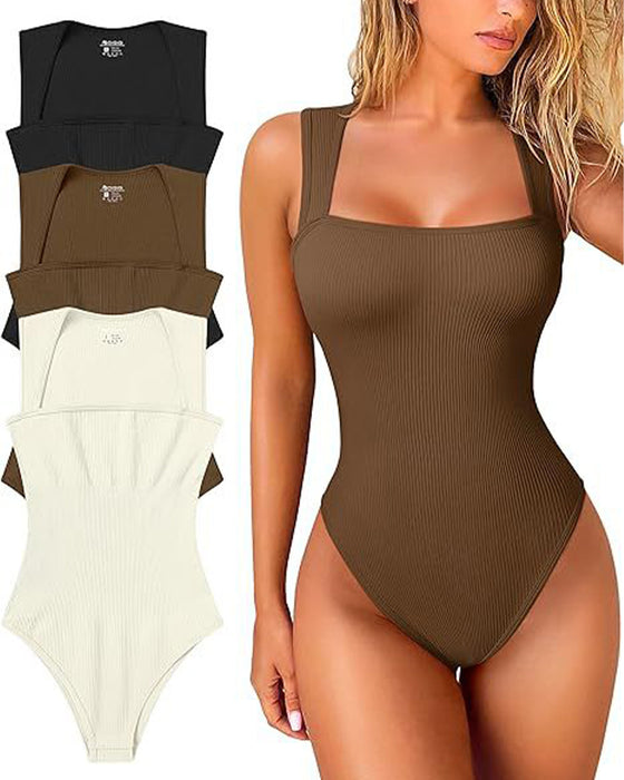 Effen kleur mouwloos tank bodysuit