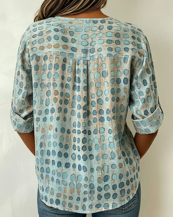 Blouse Polka Dot Knoop Print
