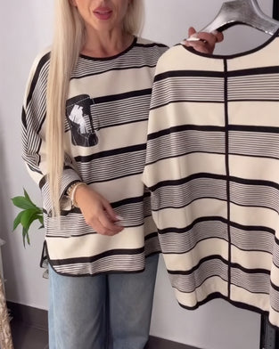 T-shirt casual ronde hals los gestreept