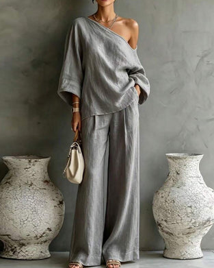 Set Enkel Schouder Asymmetrisch Breed Been Broek