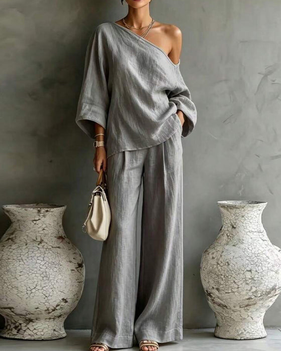 Set Enkel Schouder Asymmetrisch Breed Been Broek