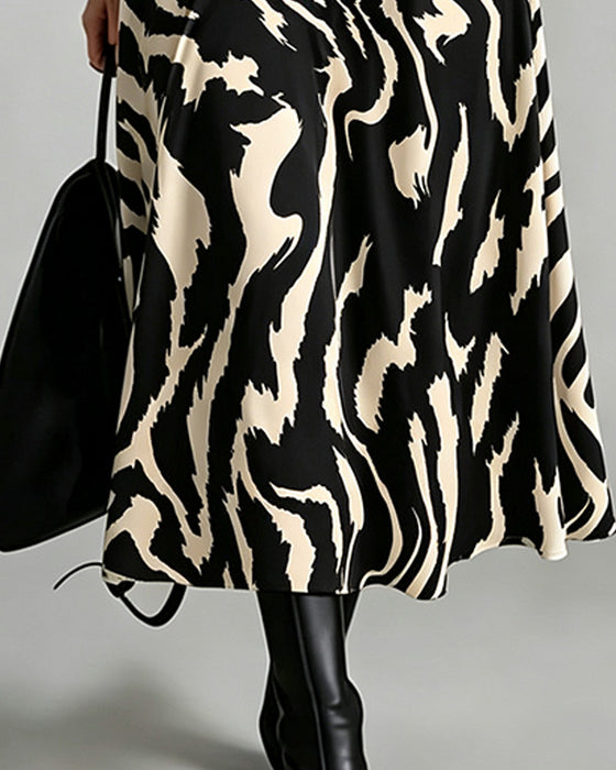 Jurk Patchwork Zebra Lange Mouw