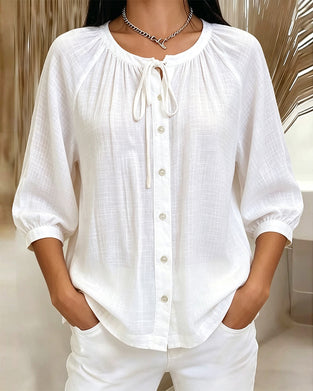Blouse Ronde Hals Effen Kleur