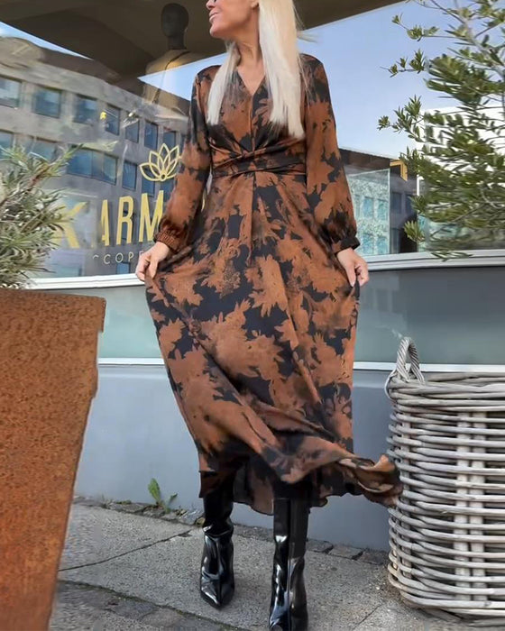 Jurk Met Lantaarnmouwen En Retro Print