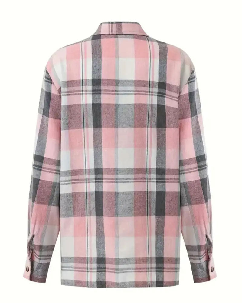 Blouse Geruit Los Knopssluiting Overhemd