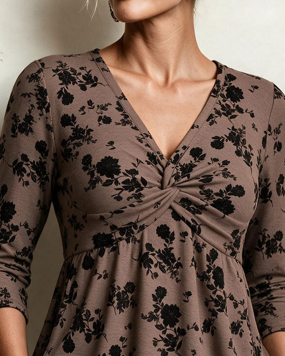 Top V-Hals Print Casual