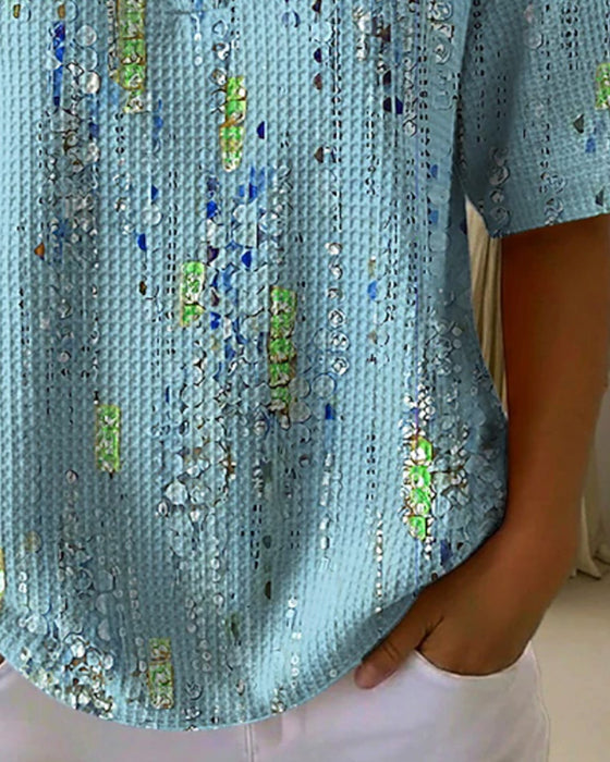 Blouse Casual Met Print Reverskraag