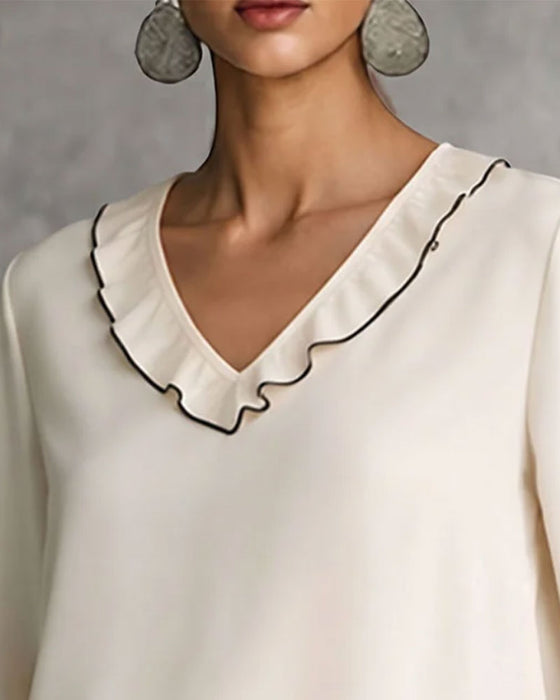 Blouse V-Hals Lange Mouw