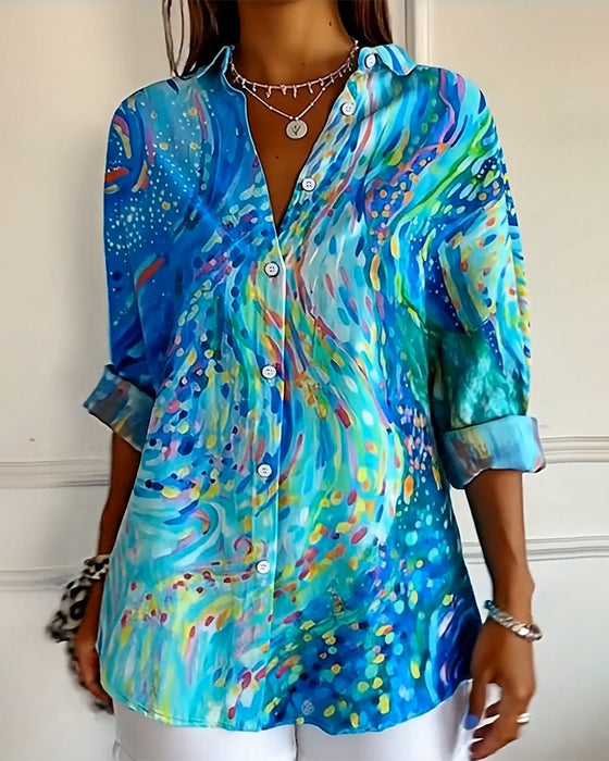 Shirt Verloop Knoop Dicht Gedrukt