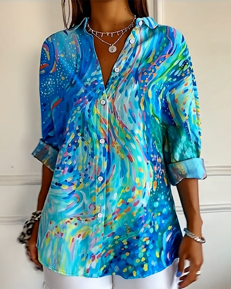 Shirt Verloop Knoop Dicht Gedrukt