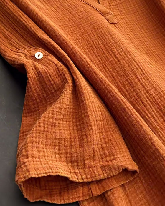 Jurk Lange Mouwen Effen Kleur Eenvoudige Revers