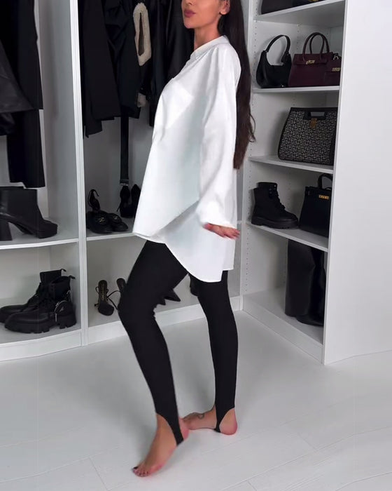 Effen Kleur Legging Met Enkelbandjes