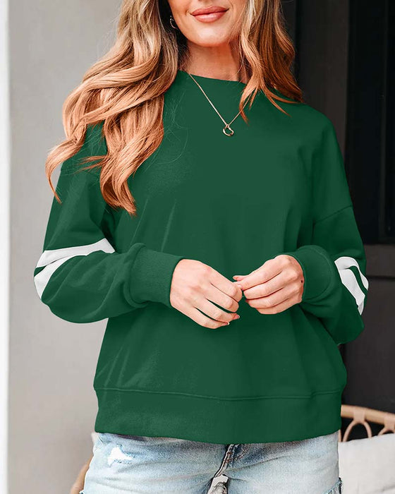 Color-Block Lange Mouw Ronde Hals Sweatshirt