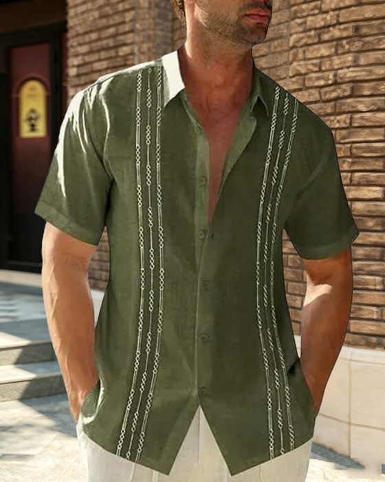 Shirt Heren Knoopsgat Korte Mouw