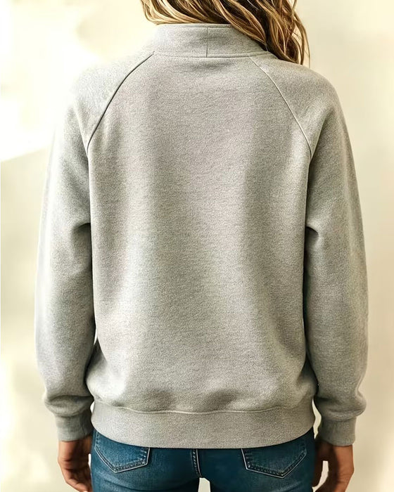 Hoodie Mocknek Knoop Loose Fit Effen