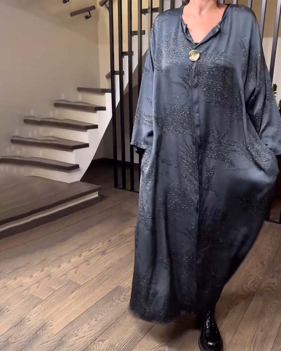 Jurk Lange Mouwen Gedrukt Rechte