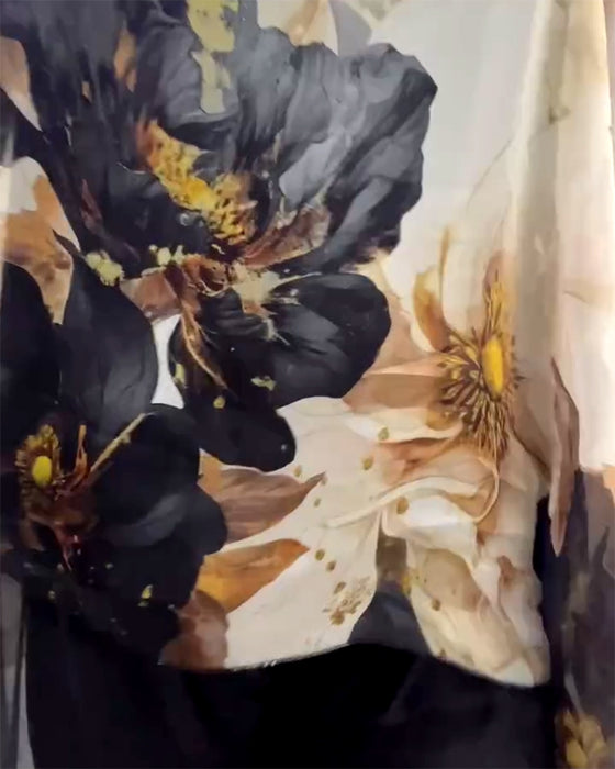 Blouse Lange Mouwen Ongelijk Grote Bloemenprint