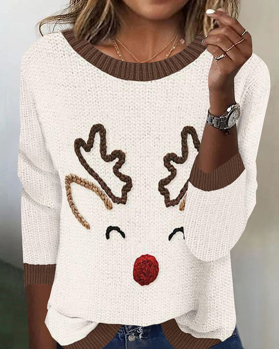 Trui casual ronde hals kerstpatroon