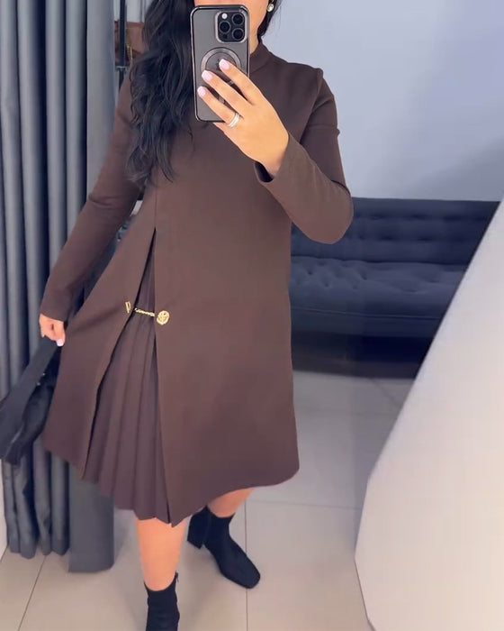 Elegante Jurk Met Geschilderd Patchwork